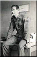Monochrome photo: Air Force Bob on table