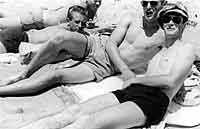Thumbnail: YOBS, Alan Brown, BIll Murphy, Richard Gatley sunning at Torrance Beach