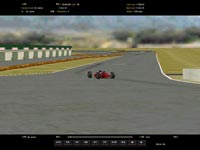Thumbnail:  Uptrack view as a red car approaches the Turn One apex   CLICK to see a larger version