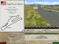 Thumbnail:  A GPL opening screen with track diagram and view downtrack past the pits   CLICK for a larger version