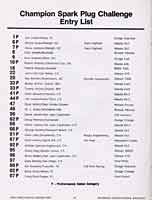 Scan: Times Nissan Grand Prix  April, 1984  Champion Spark Plug Challenge  Entry LIst 