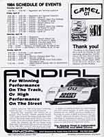 Scan: Times Nissan Grand Prix  April, 1984  Schedule f Events