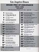 Scan: IMSA Grand Prix of Endurance  April, 1987  Entry List Page Three