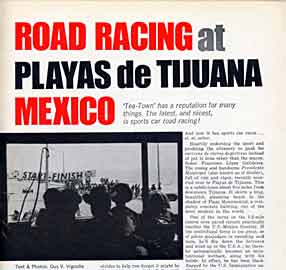 Thumbnail: portion of Tijuana racing article by Gus Vignolle  heading page, Sports Car Graphic issue of June, 1967