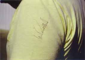 Thumbnail: Mario Andretti signature on my t-shirt sleeve  CLICK for a big view