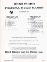 Scan: Event schedule, Pomona races, July, 1961