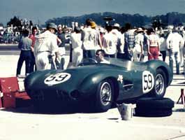 Scan: photo of the Oker-driven Aston Martin at Santa Barbara - cropped version, Bill Stoops in the driver seat