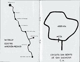 Scan: Centro America Mexico Rally route map and San Salvador course map