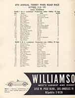 Scan: Hourglass Field races, October 1957  Entry LIst  first page