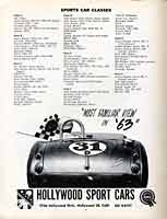 Scan: Cal Club Region  SCCA Pacific Coast Championship  Races  February, 1963  Sports Car Classes List