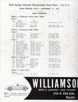 Thumbnail:  November, 1957 Palm Springs National Road Race   Entry List Page One