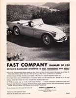 Scan: "Daimler SP250" Advertisement Riverside International Raceway  1960